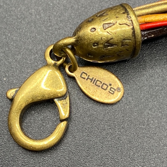 CHICO'S Multi-Strand Mixed Metals Red Copper Silver Tone Necklace - Picture 3 of 6